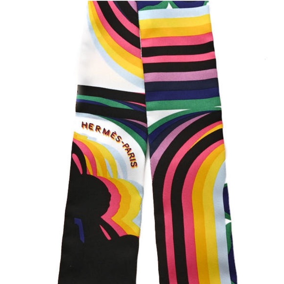 HERMES "Brides de Gala" Shadow Motif Twilly Scarf Item#: HER560981 - Picture 8 of 13